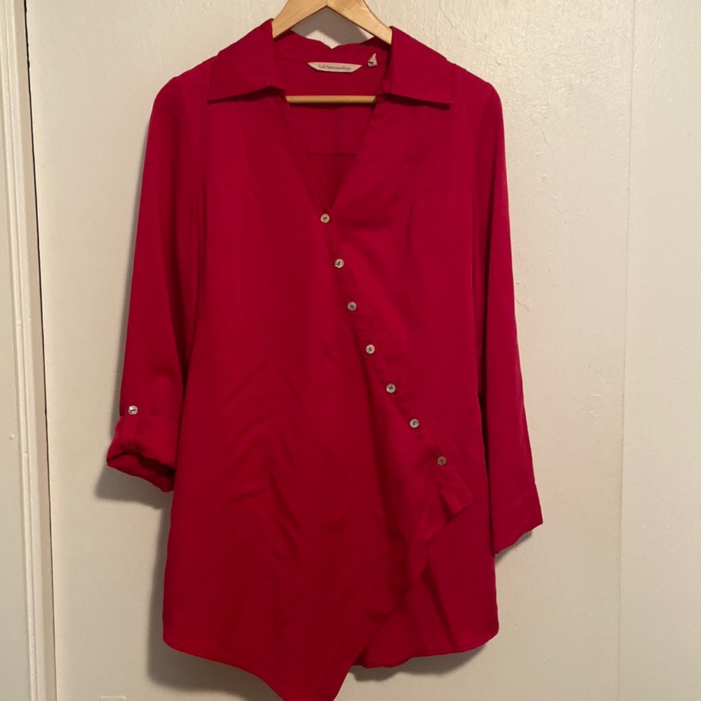 Soft Surroundings Washed Tencel Wrap Tunic Blouse